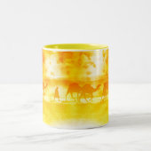 Desert Camel Caravan Sunburst Ceramic Mok (Center)