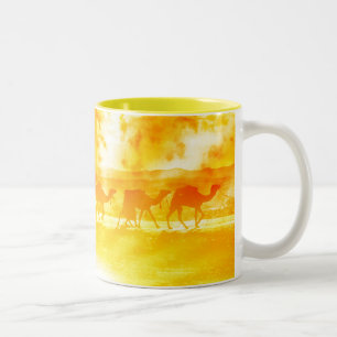 Desert Camel Caravan Sunburst Ceramic Mok