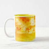 Desert Camel Caravan Sunburst Ceramic Mok (Links)