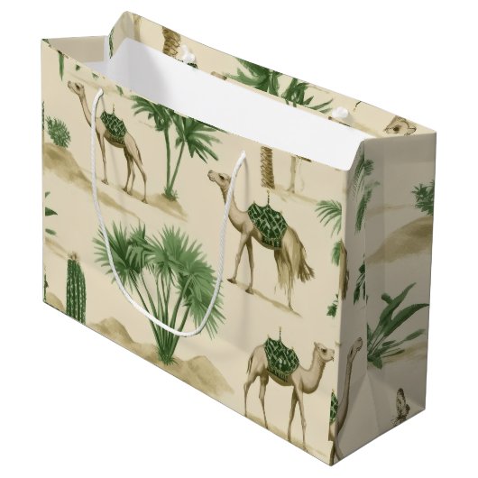 "Desert Camel Gift Bag" Groot Cadeauzakje (Voorkant Gekanteld)