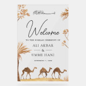 Desert Camel Muslim Wedding Welcome Acryl Bord (Voorkant)