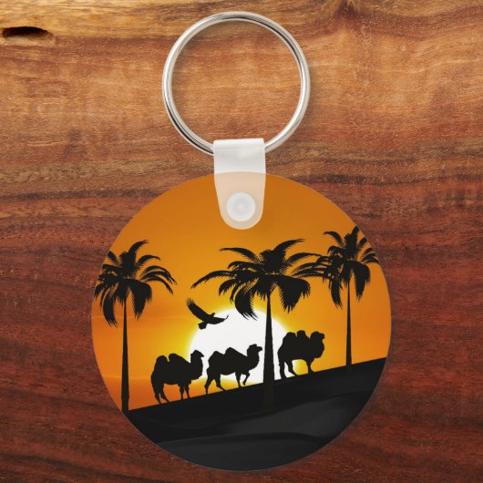 Desert Camels in zonsondergang Sleutelhanger (Voorkant)