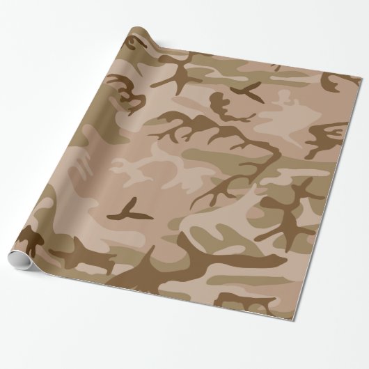 Desert Camo - Bruin Camouflage Cadeaupapier (Uitgerold)