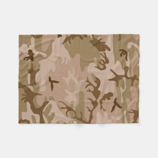 Desert Camo - Bruin Camouflage Fleece Deken (Voorkant (Horizontaal))