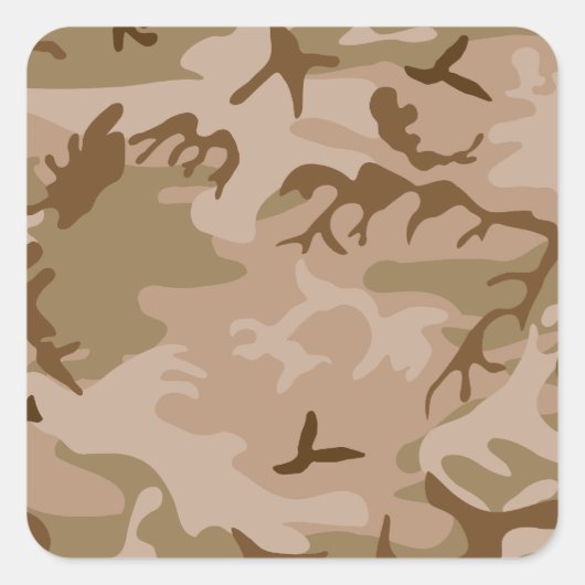 Desert Camo - Bruin Camouflage Vierkante Sticker (Voorkant)