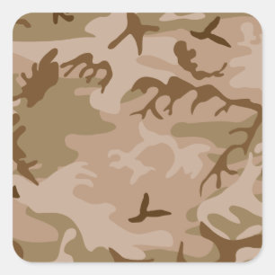 Desert Camo - Bruin Camouflage Vierkante Sticker