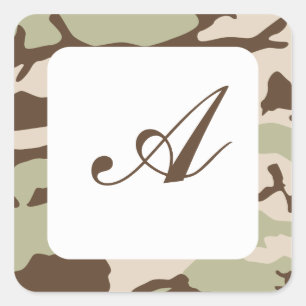 Desert Camo Monogram Vierkante Sticker