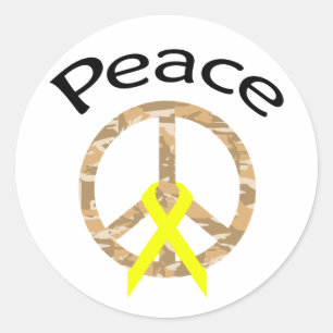Desert Camo Peace Lint & Word Ronde Sticker