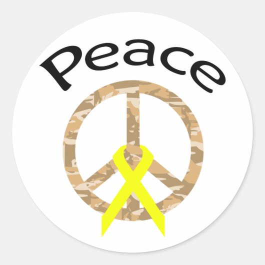 Desert Camo Peace Lint & Word Ronde Sticker (Voorkant)