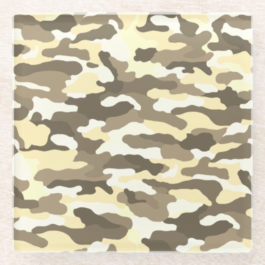 Desert Camouflage Glazen Onderzetter (Voorkant)