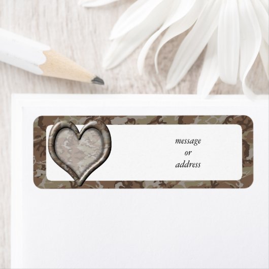 Desert Camouflage Heart Etiket (Insitu)