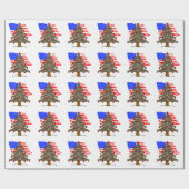 Desert Camouflage Kerstboom met Amerikaanse vlag Cadeaupapier (Vlak)