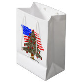 Desert Camouflage Kerstboom met Amerikaanse vlag Medium Cadeauzakje (Voorkant Gekanteld)