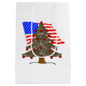 Desert Camouflage Kerstboom met Amerikaanse vlag Medium Cadeauzakje (Achterkant)