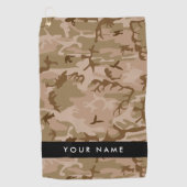 Desert Camouflage Patroon, uw naam, personaliseren Golfhanddoek (Voorkant)