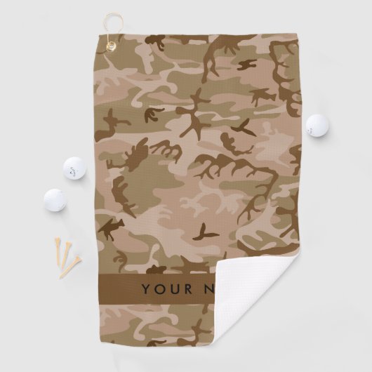 Desert Camouflage Patroon, uw naam, personaliseren Golfhanddoek (Insitu)