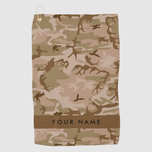 Desert Camouflage Patroon, uw naam, personaliseren Golfhanddoek (Voorkant)