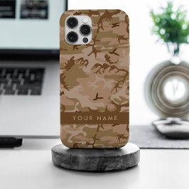 Desert Camouflage Patroon, uw naam, personaliseren iPhone 15 Pro Max Case