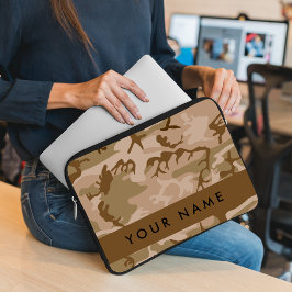 Desert Camouflage Patroon, uw naam, personaliseren Laptop Sleeve