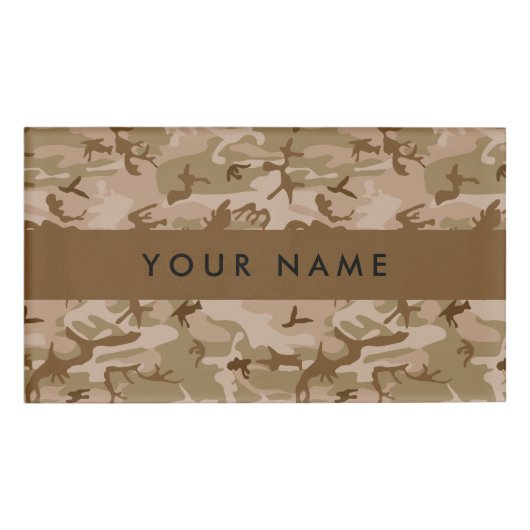 Desert Camouflage Patroon, uw naam, personaliseren Naambadge (Voorkant)