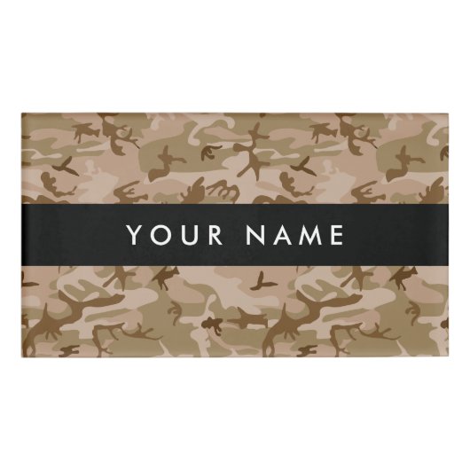 Desert Camouflage Patroon, uw naam, personaliseren Naambadge (Voorkant)