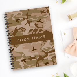 Desert Camouflage Patroon, uw naam, personaliseren Notitieboek