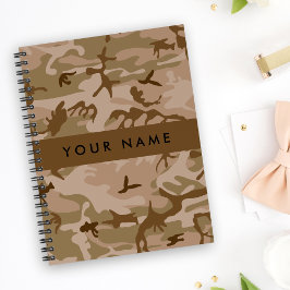 Desert Camouflage Patroon, uw naam, personaliseren Notitieboek