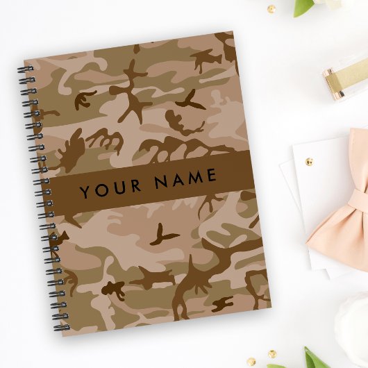 Desert Camouflage Patroon, uw naam, personaliseren Notitieboek