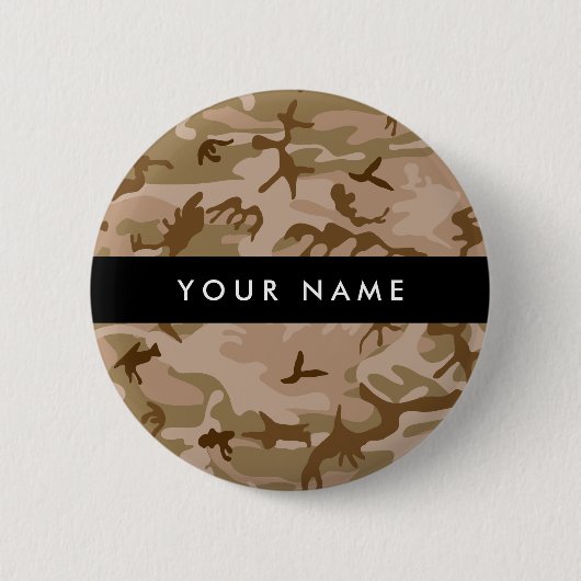 Desert Camouflage Patroon, uw naam, personaliseren Ronde Button 5,7 Cm (Voorkant)
