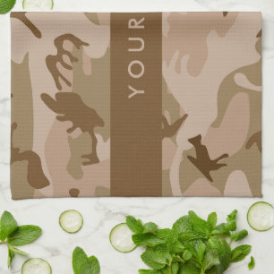 Desert Camouflage Patroon, uw naam, personaliseren Theedoek