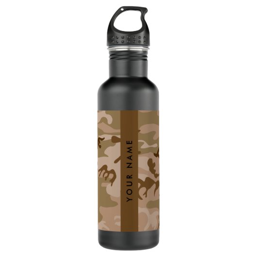 Desert Camouflage Patroon, uw naam, personaliseren Waterfles (Voorkant)