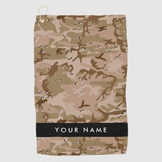 Desert Camouflage Pebbles, Jouw naam, personaliser Golfhanddoek (Voorkant)