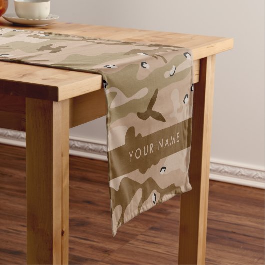 Desert Camouflage Pebbles, Jouw naam, personaliser Korte Tafelloper (Voorbeeld)