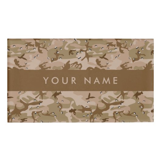 Desert Camouflage Pebbles, Jouw naam, personaliser Naambadge (Voorkant)