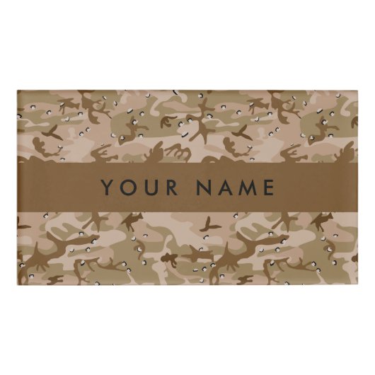 Desert Camouflage Pebbles, Jouw naam, personaliser Naambadge (Voorkant)