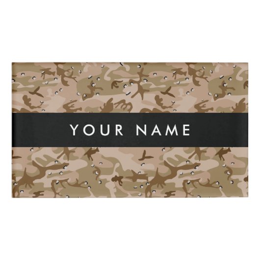 Desert Camouflage Pebbles, Jouw naam, personaliser Naambadge (Voorkant)