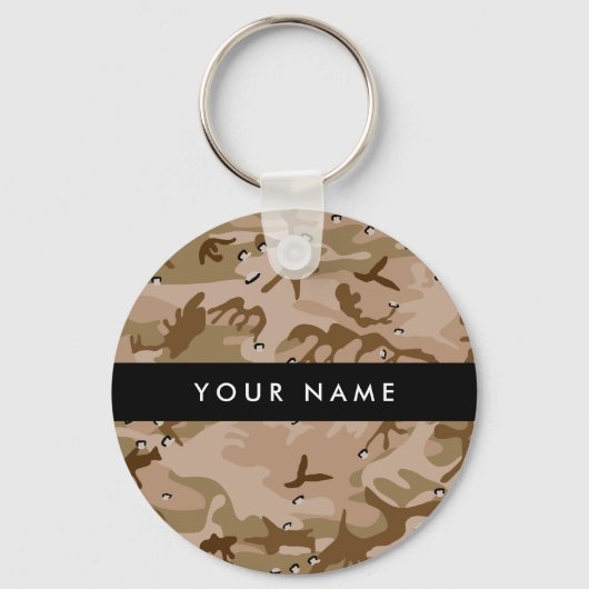 Desert Camouflage Pebbles, Jouw naam, personaliser Sleutelhanger (Achterkant)