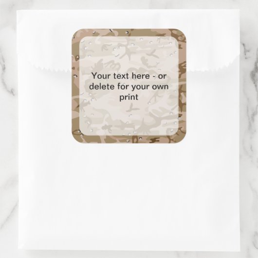 Desert Camouflage Pebbles, leger, leger Vierkante Sticker (Tas)