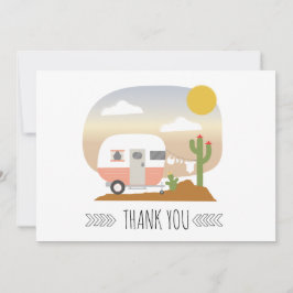 Desert Camper Clothesline Roze Baby shower Bedankkaart