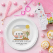 Desert Camper Clothesline Roze Baby shower Papieren Bordje (Feest)