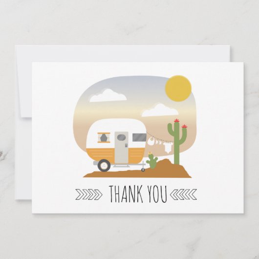 Desert Camper Clothesline Sinaasappel Baby shower Bedankkaart (Voorkant)