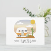Desert Camper Clothesline Sinaasappel Baby shower Bedankkaart (Staand voorkant)