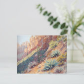Desert Canyon Landschap met Cactus en Agave Briefkaart (Staand voorkant)