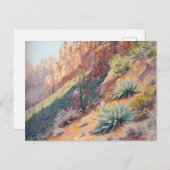 Desert Canyon Landschap met Cactus en Agave Briefkaart (Voorkant / Achterkant)