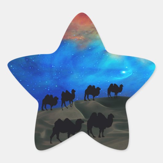 Desert caravan camels ster sticker (Voorkant)