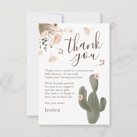 Desert Chic Baby shower Bedankkaart (Voorkant)