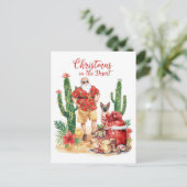 Desert Christmas with Cactus Santa Claus Feestdagenkaart (Staand voorkant)