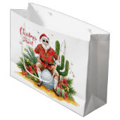 Desert Christmas with Cactus Santa Claus  Groot Cadeauzakje (Voorkant Gekanteld)