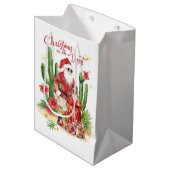 Desert Christmas with Cactus Santa Claus  Medium Cadeauzakje (Voorkant Gekanteld)