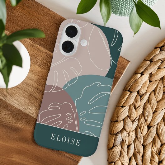 Desert Clay en Spruce Boho Tropical Monstera Leaf Case-Mate iPhone Case